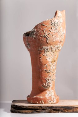 Antika seramik vazo parçası, tarihi kil çömlek.