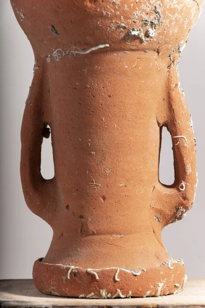 Часть Старинной Керамической Вазы Историческая Глиняная Керамика — стоковое фото