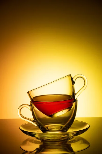 Two Cups Tea Colorful Background — Stock Photo, Image