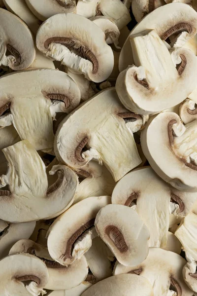 Surowe Świeże Grzyby Champignon Tło Żywnościowe Żywność Ekologiczna — Zdjęcie stockowe