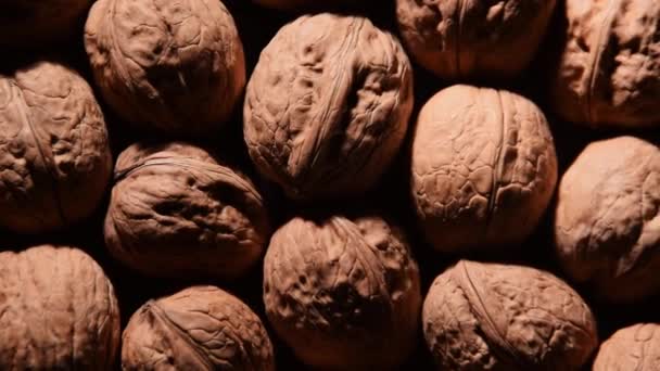 Whole Walnuts Close Food Background — Stock Video