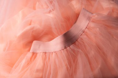 Close up of pink tulle skirt