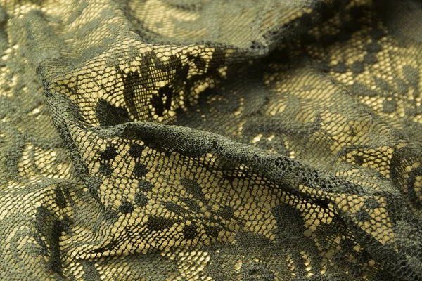 Staré Módní Zelené Krajkové Tkaniny Výšivkové Textilní Pozadí — Stock fotografie
