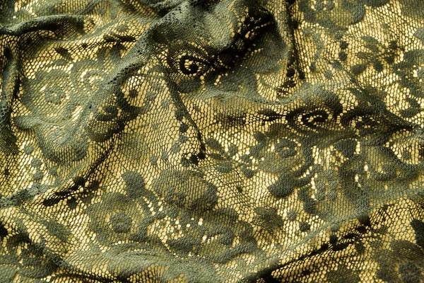 Old Fashion Green Lace Cloth Embroidery Textile Background — Zdjęcie stockowe