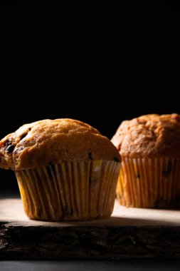 Coffee muffins dessert, food background, bakery themes