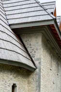 Part of antique traditional catholic church in albanian mountains