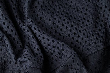 Moda siyah kumaş, modern tekstil yakın görünüm.