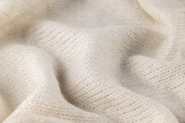 Modieuze Gebreide Wollen Doek Warm Zacht Textiel Van Dichtbij Bekijken — Stockfoto