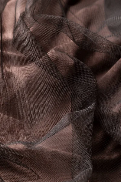 Pano Tule Marrom Elegante Sofisticado Têxtil Vista Perto — Fotografia de Stock