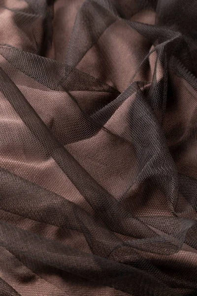 Divatos Barna Tüll Szövet Lágy Textil Közelről — Stock Fotó