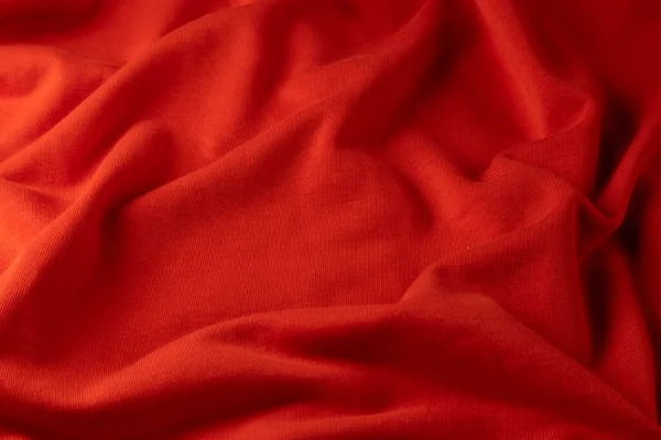 Wavy Red Cloth Ondulate Textile Close View — Stock Photo, Image