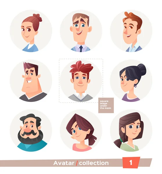 Colección de avatares, gente. Un conjunto de caras de usuario para un foro web o una cuenta. Iconos de hombres y mujeres. — Vector de stock