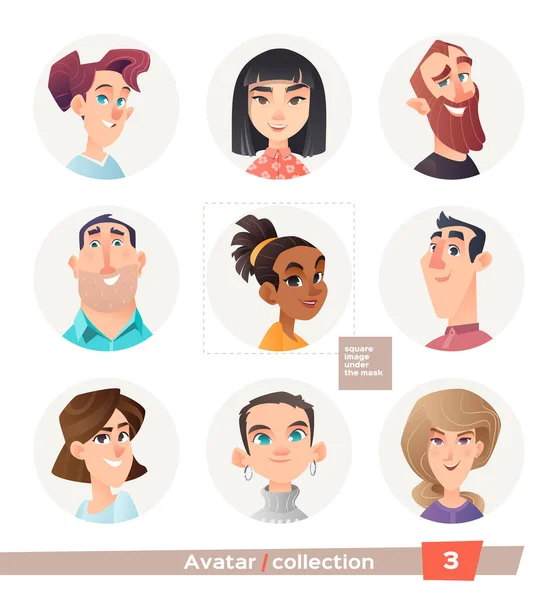 Avatarlar koleksiyonu, millet. Bir web forumu veya hesabı için kullanıcı yüzleri. Erkeklerin ve kadınların simgeleri.