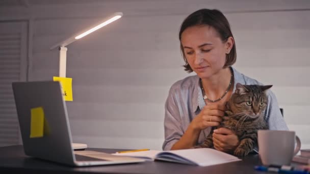 Gestresste Mutter arbeitet im Homeoffice, Quarantäne-Konzept. — Stockvideo