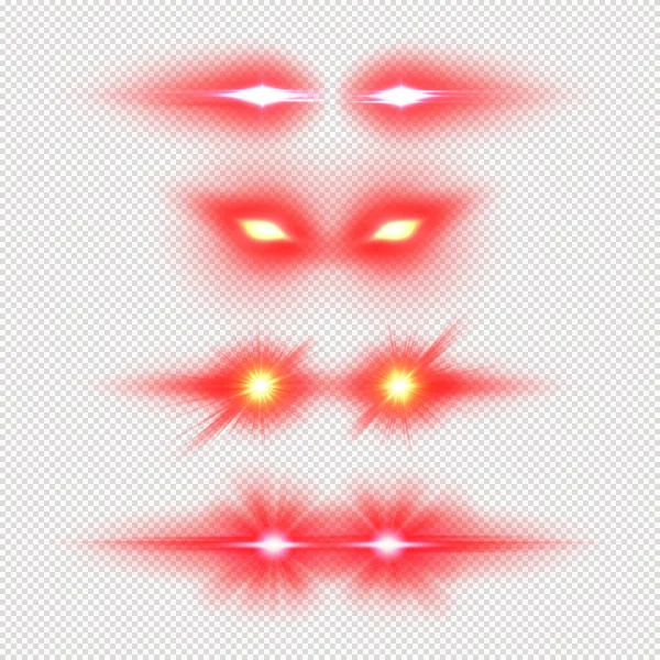 Лазерные Глаза Мемы Светового Эффекта Векторная Иллюстрация Различные Красные Светящиеся Стоковый вектор
