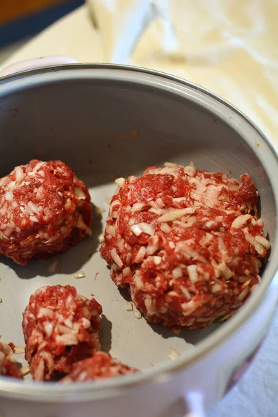 Close Shot Raw Meat Meatballs — Foto de Stock