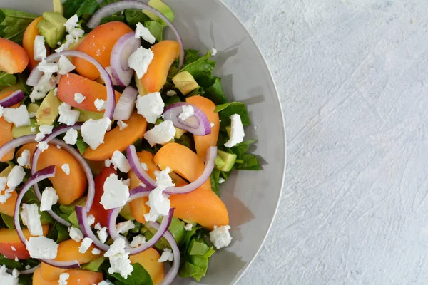 Lezzetli Yaz Kayısı Salatasının Yakın Plan Çekimi — Stok fotoğraf