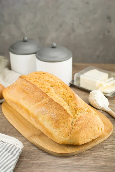 Крупный План Вкусного Свежеиспеченного Хлеба — стоковое фото