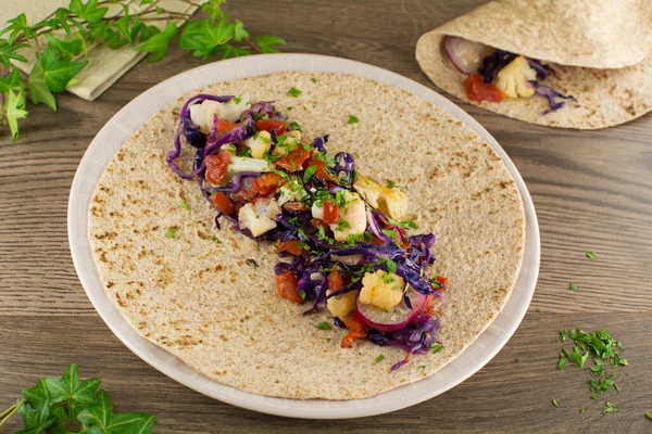 Zbliżenie Strzał Pyszne Kalafior Tacos — Zdjęcie stockowe