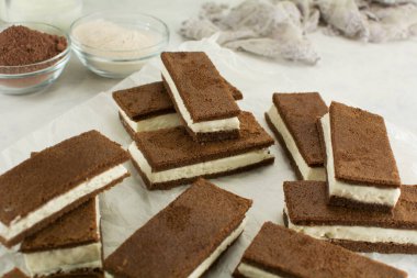 Lezzetli süt dilimleri, yakın çekim.