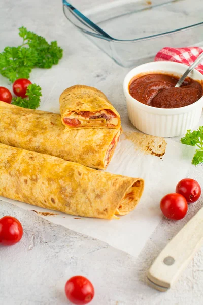 Lezzetli Pizza Taquitos Yakın Çekim — Stok fotoğraf