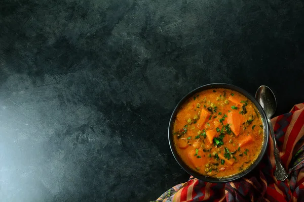 Close Delicious Sweet Potato Curry Black Background — Stockfoto