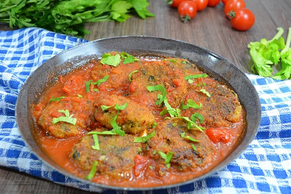 Tomato Kofte Preparation Close — Zdjęcie stockowe