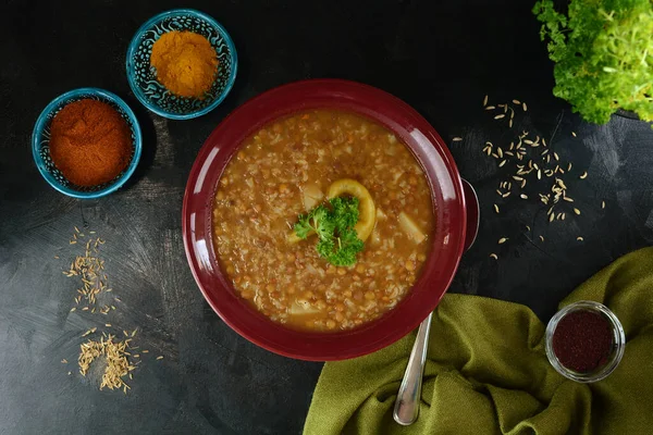Zelfgemaakte Linzenstoofpot Indiase Keuken — Stockfoto