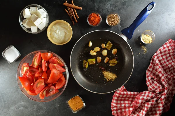 Paneer Boter Masala Voorbereiding — Stockfoto