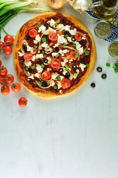 Primo Piano Colpo Deliziosa Pizza — Foto Stock