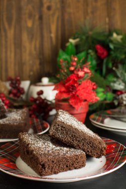 Lezzetli Noel tatlılarının yakın plan çekimi.