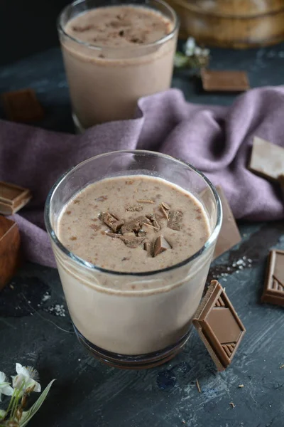 Close Delicioso Smoothie Chocolate — Fotografia de Stock