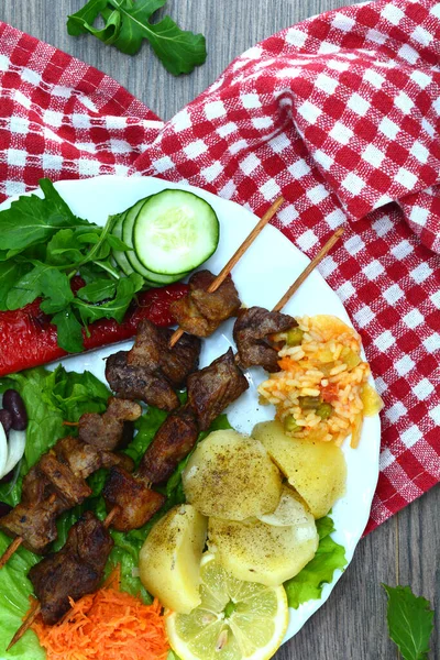 stock image veal  kebap  and vegetables