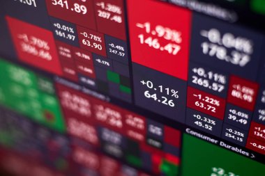 Stok ısı haritasının arka planı ekranda ağırlıklı olarak kırmızı renkte