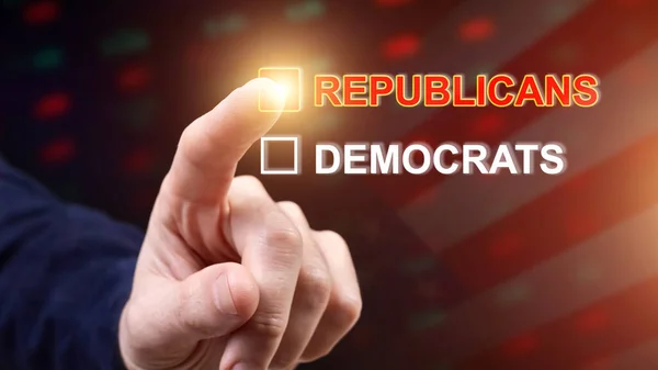 Man pointing to USA Republican party choice