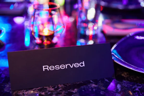 Reserved Table Night Club Background Multi Colored Spotlights — Stock Photo, Image