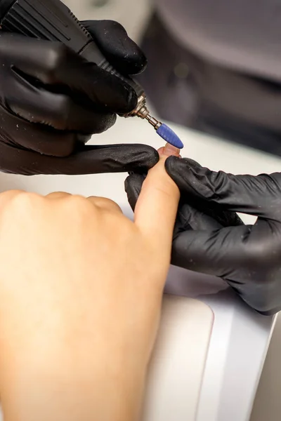 Manucure Master Utilise Une Lime Ongles Électrique Dans Salon Manucure — Photo