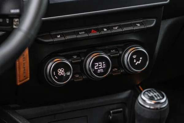Kolor Samochód Klimatyzacja Przyciski Zamknąć Widok Wewnątrz Samochodu Panel Sterowania — Zdjęcie stockowe