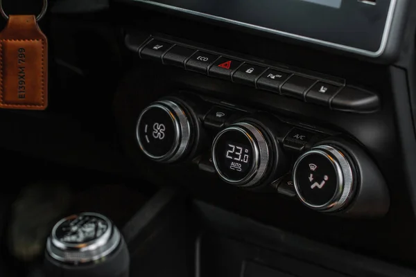 Färg Bil Luftkonditionering Knappar Närbild Bil Kontrollpanel För Bilens Temperatur — Stockfoto