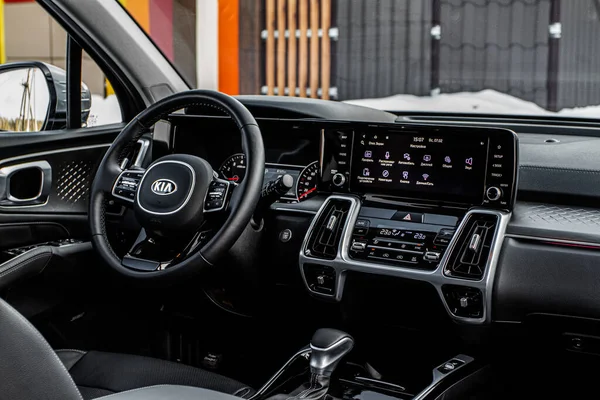 Moscow Rusland Februari 2021 Kia Sorento Vierde Generatie Mq4 Interieur — Stockfoto