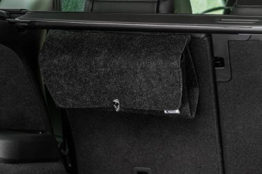 MOSCOW, RUSSIA - 07 Mart 2021 Skoda Kodiaq, model yıl 2021. 4WD SUV. Yeni Skoda Kodiaq. İç ayrıntılar.