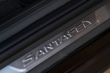 MOSCOW, Rusya - 25 Mayıs 2021 Hyundai Santa Fe Dördüncü Nesil TM. İç mekan görüntüsü. Hyundai Santa Fe 'nin iç kısımlarının detayları..