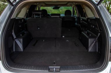 MOSCOW, RUSSIA - 25 Mayıs 2021 Kia Sorento Dördüncü nesil MQ4. İç mekan görüntüsü. Kia Sorento iç dekorasyonunun ayrıntıları.