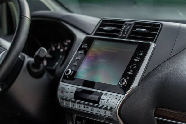 Exibição Mídia Carro Moderno Interior Carro Monitor Tela Sensível Toque — Fotografia de Stock