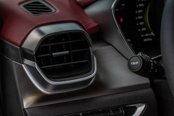 Auto Airconditioning Close Uitzicht Airco Stroomt Auto Detail Interieur Van — Stockfoto