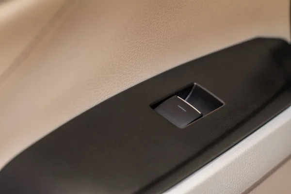 Close View Button Controlling Window Modern Car Interior Vehicle Interior — Stock Photo, Image