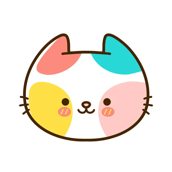 Que cara engraçada de gato bebé. Vector mão desenhada desenho animado kawaii personagem ilustração logotipo ícone. Isolado em fundo branco. Pet, gatinho, conceito de ícone de gato — Vetor de Stock