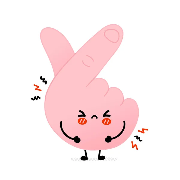 Roztomilé smutné korejské milostné gesto symbol.Vektor ručně kreslené čmáranice karikatura kawaii znak ilustrace ikona. Izolované na bílém pozadí. Prst láska, korejské srdce gesto znamení kreslený koncept — Stockový vektor