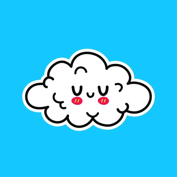 Niedlich glücklich lustige Wolke. Vector handgezeichnete Karikatur Kawaii Charakter Illustration Aufkleber Logo-Symbol. Nette glückliche weiße Wolke Cartoon-Charakter Konzept — Stockvektor