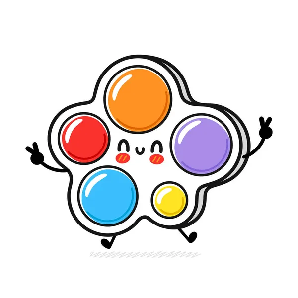 Leuk grappig Eenvoudig kuiltje fidget zintuiglijk speelgoed. Vector hand getekend cartoon kawaii teken illustratie pictogram. Geïsoleerd op witte achtergrond. Eenvoudig kuiltje fidget kinderen zintuiglijk speelgoed doodle karakter concept — Stockvector